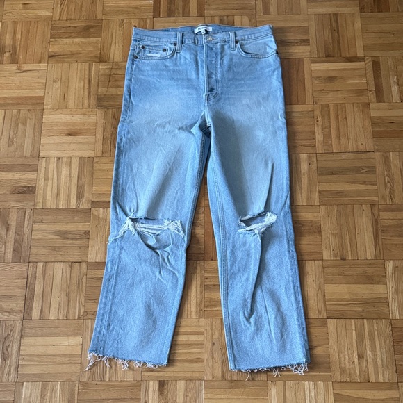 Re/Done 70s Stovepipe Distressed Jeans in Seawater Destroyed - Picture 1 of 12